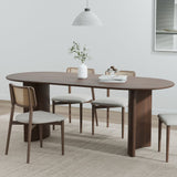 66" Brown Solid Wood Double Pedestal Base Oval Dining Table