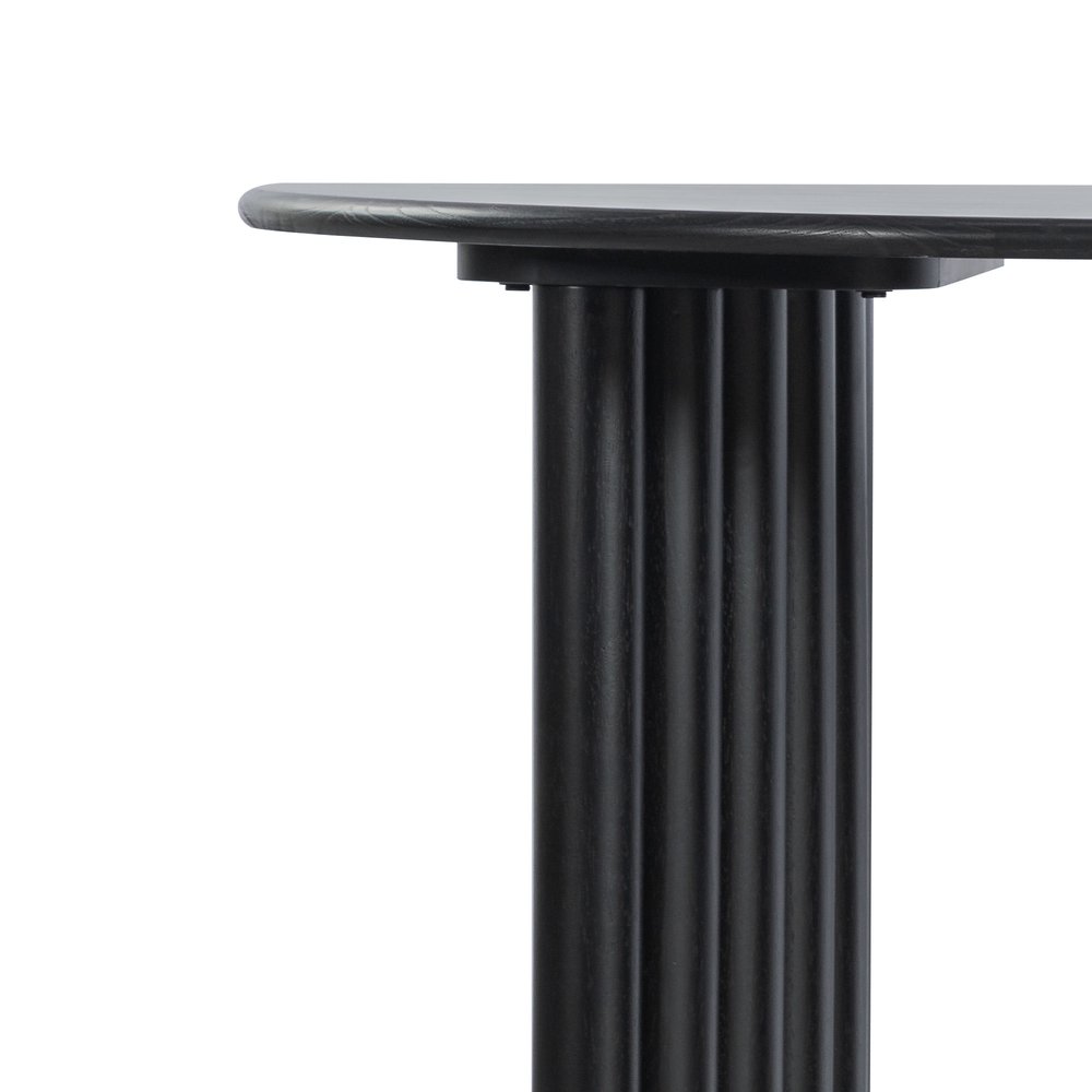 66" Black Solid Wood Double Pedestal Base Oval Dining Table