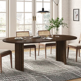 78" Brown Solid Wood Double Pedestal Base Oval Dining Table