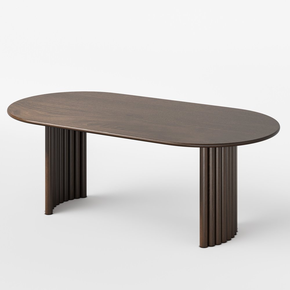 78" Brown Solid Wood Double Pedestal Base Oval Dining Table