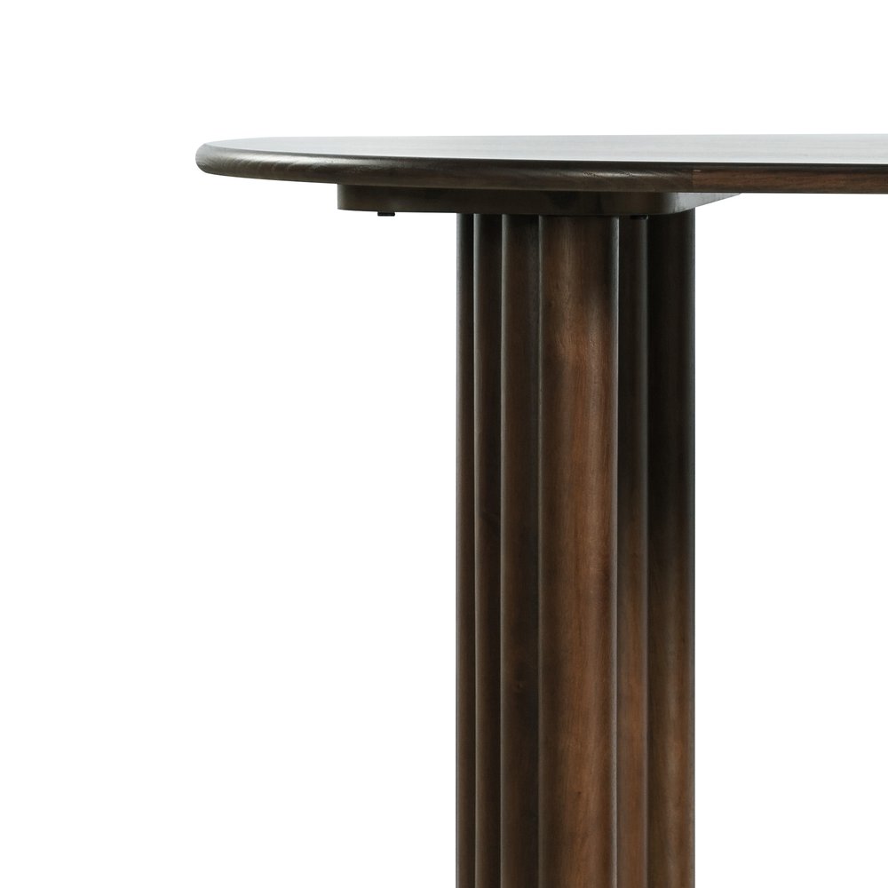78" Brown Solid Wood Double Pedestal Base Oval Dining Table