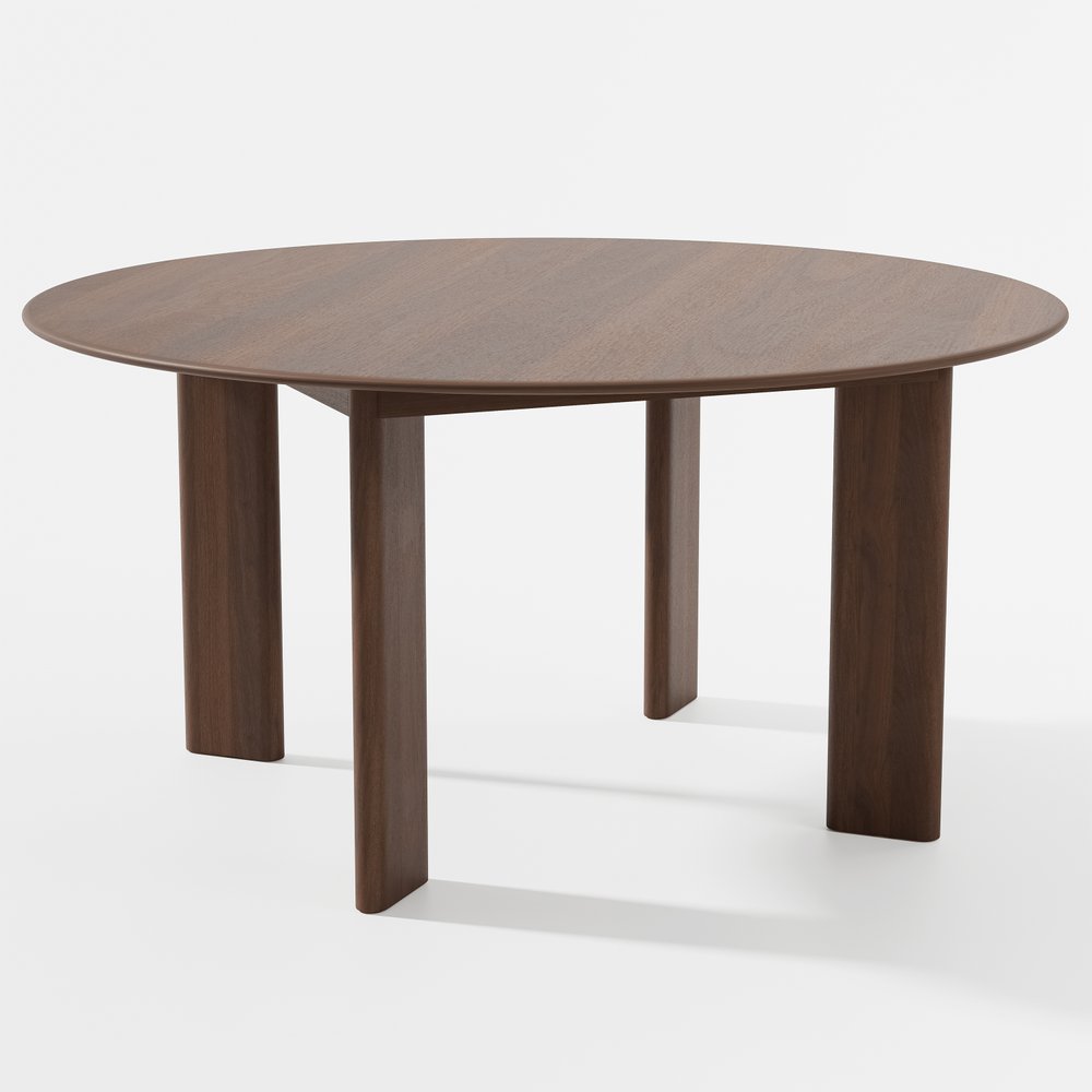 59" Brown Solid Wood Round Top Dining Table