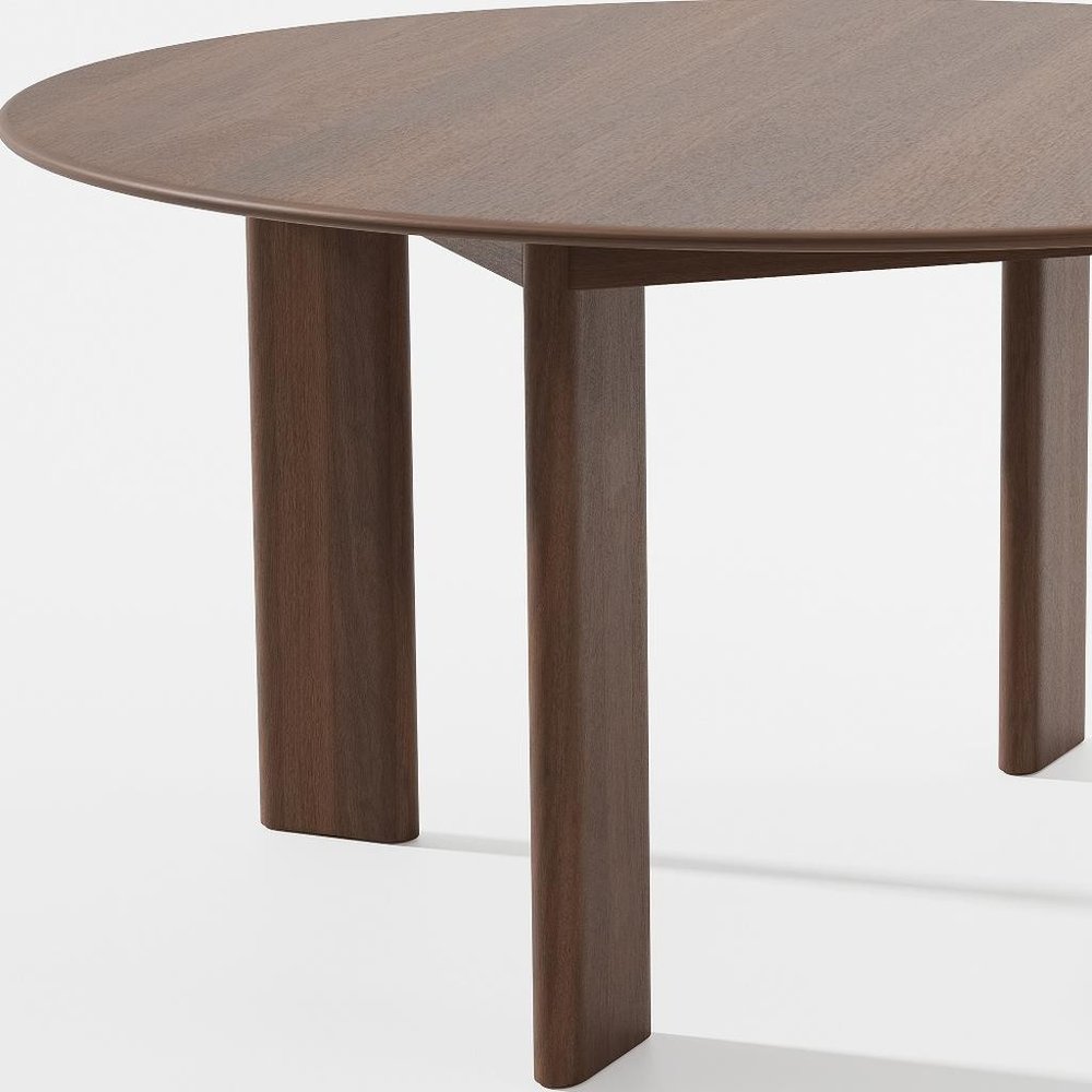 59" Brown Solid Wood Round Top Dining Table