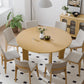 59" Natural Solid Wood Round Top Dining Table
