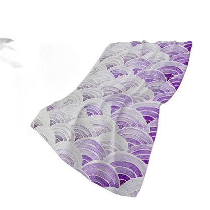 50" X 70" Purple And Ivory Coastal Seashell Polyester Woven Plush Throw Blanket