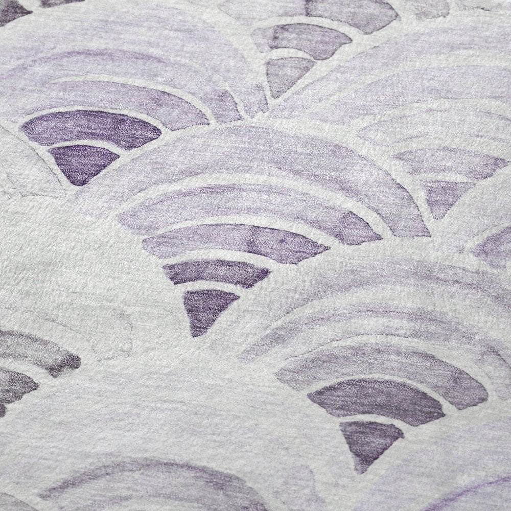50" X 70" Purple And Ivory Coastal Seashell Polyester Woven Plush Throw Blanket