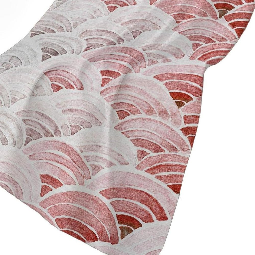 50" X 70" Red And Ivory Coastal Seashell Polyester Woven Plush Throw Blanket