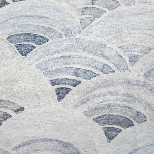 50" X 70" Blue And Ivory Microfiber Coastal Seashell Plush Throw Blanket