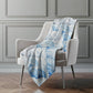 50" X 70" Blue And Ivory Coastal Seashell Polyester Woven Plush Throw Blanket