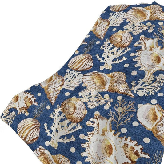 50" X 70" Blue Brown And Ivory Animal Print Polyester Woven Plush Throw Blanket
