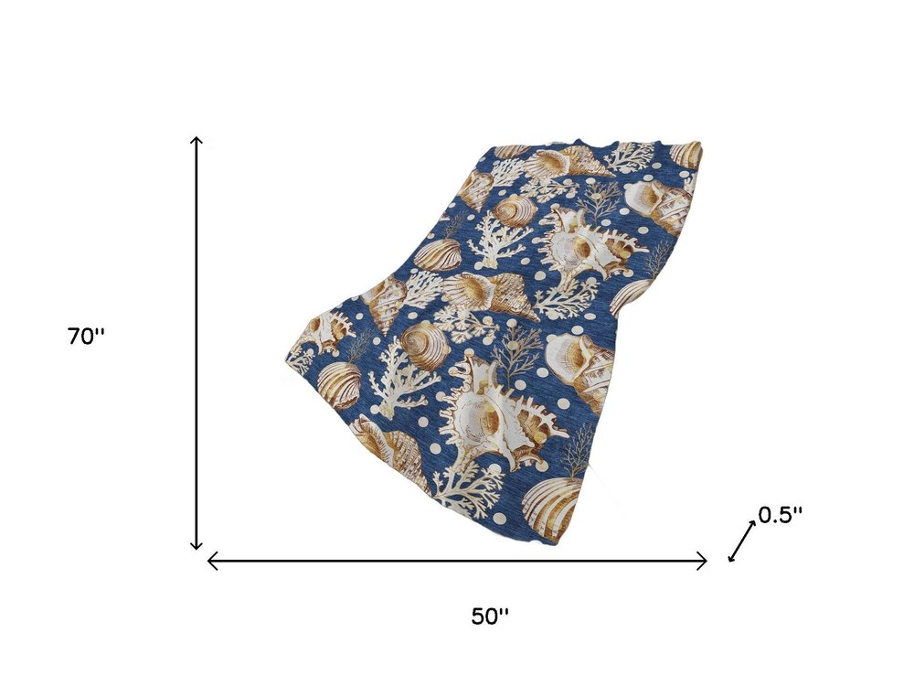 50" X 70" Blue Brown And Ivory Animal Print Polyester Woven Plush Throw Blanket