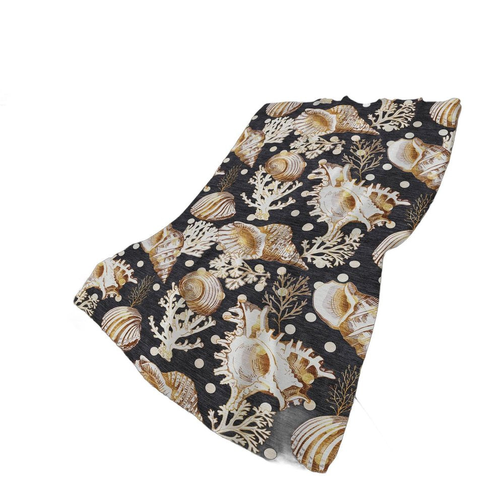 50" X 70" Midnight Brown And Ivory Animal Print Polyester Woven Plush Throw Blanket