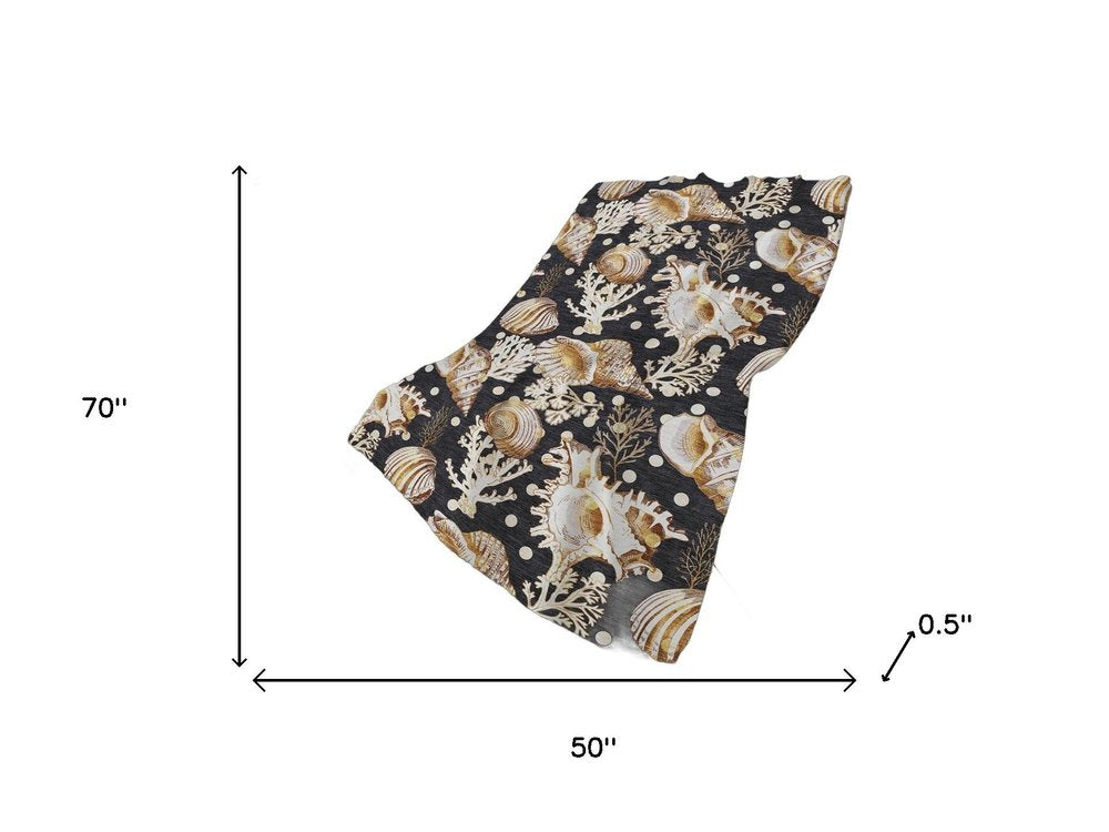 50" X 70" Midnight Brown And Ivory Animal Print Polyester Woven Plush Throw Blanket