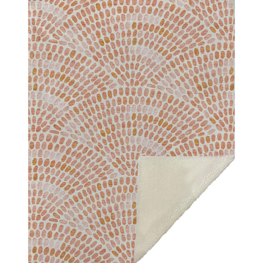 50" X 70" Peach And Ivory Microfiber Abstract Plush Throw Blanket