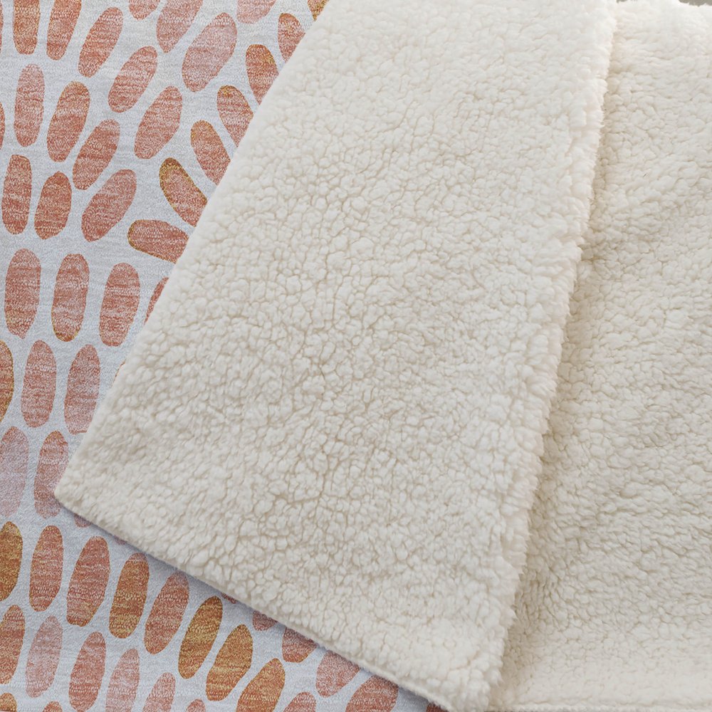 50" X 70" Peach And Ivory Abstract Polyester Woven Plush Throw Blanket