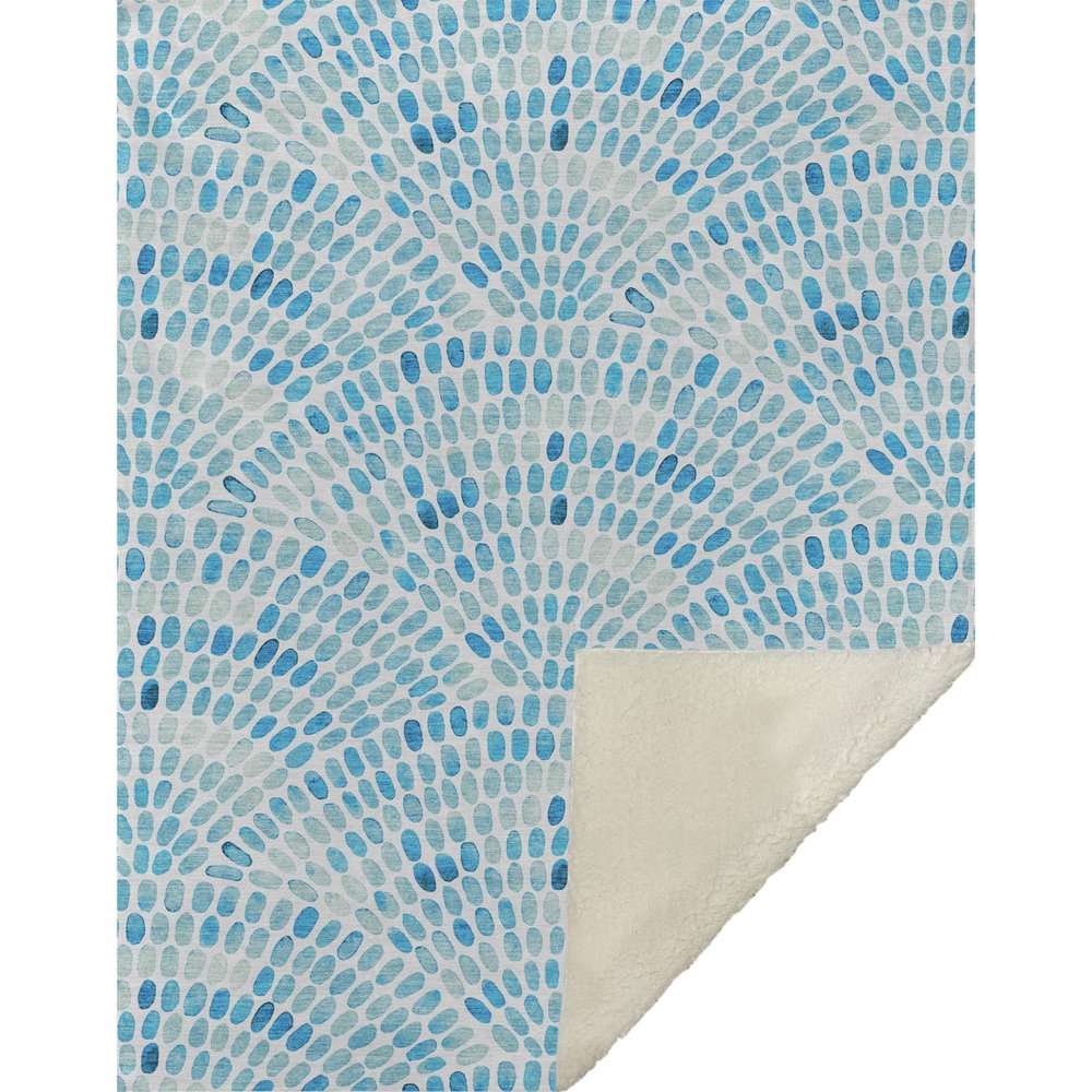 50" X 70" Aqua And Ivory Microfiber Abstract Plush Throw Blanket