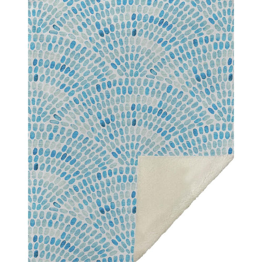 50" X 70" Aqua And Ivory Microfiber Abstract Plush Throw Blanket