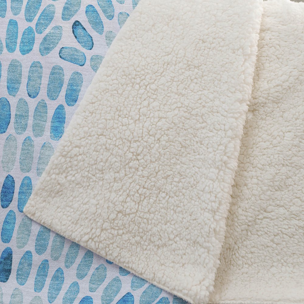 50" X 70" Aqua And Ivory Microfiber Abstract Plush Throw Blanket