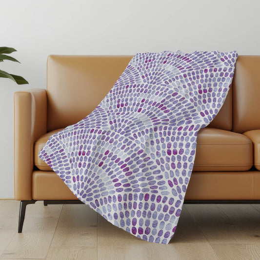 50" X 70" Purple And Ivory Abstract Polyester Woven Plush Throw Blanket