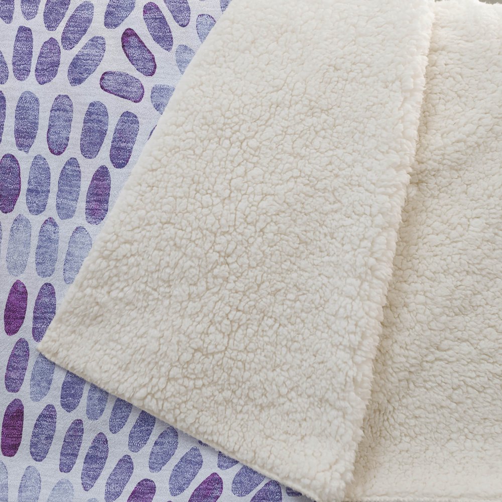 50" X 70" Purple And Ivory Abstract Polyester Woven Plush Throw Blanket