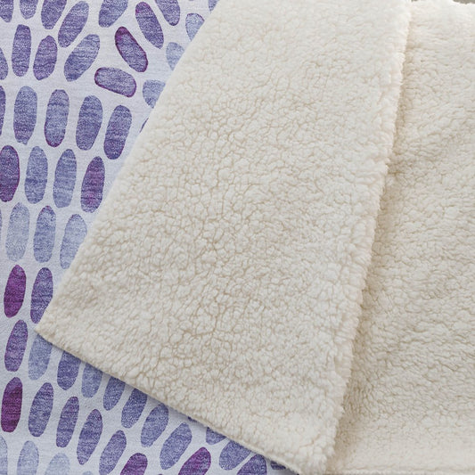 50" X 70" Purple And Ivory Abstract Polyester Woven Plush Throw Blanket