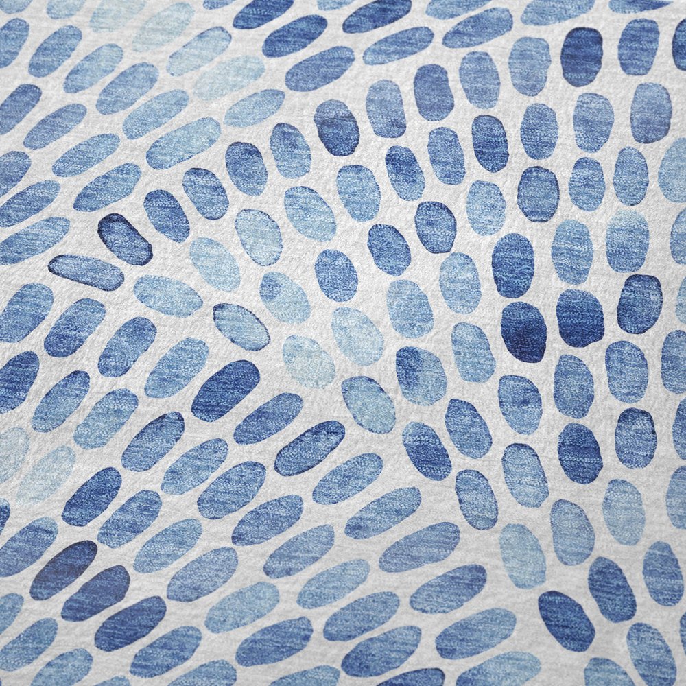 50" X 70" Blue And Ivory Abstract Polyester Woven Plush Throw Blanket