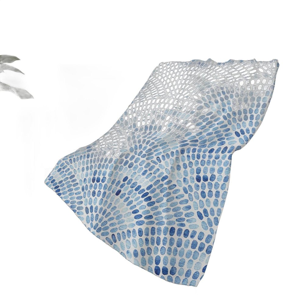 50" X 70" Blue And Ivory Abstract Polyester Woven Plush Throw Blanket