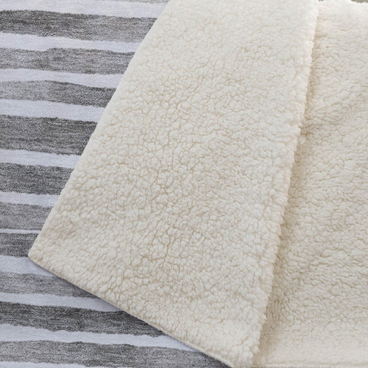 50" X 70" Gray And Ivory Striped Polyester Woven Plush Throw Blanket