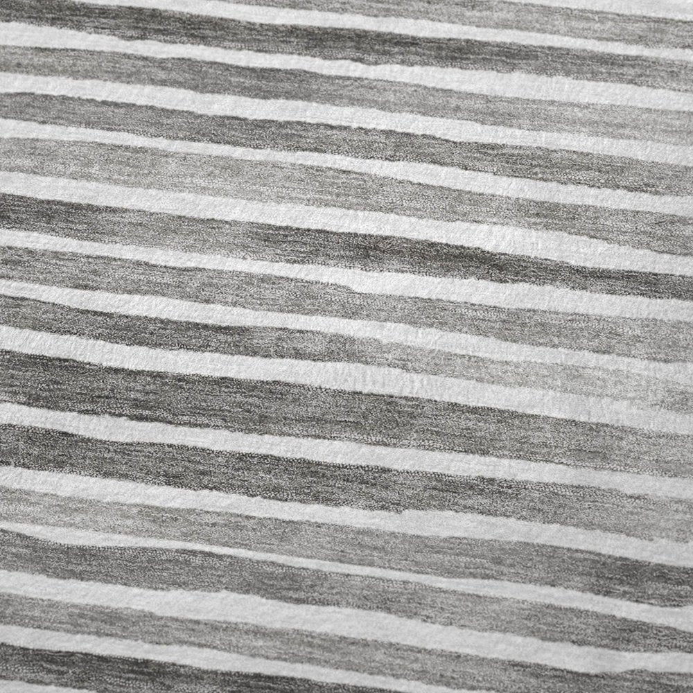 50" X 70" Gray And Ivory Striped Microfiber Plush Throw Blanket