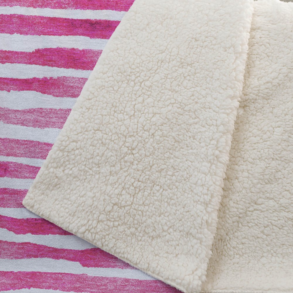 50" X 70" Pink And Ivory Microfiber Striped Plush Throw Blanket