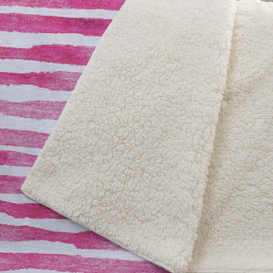 50" X 70" Pink And Ivory Striped Microfiber Plush Throw Blanket