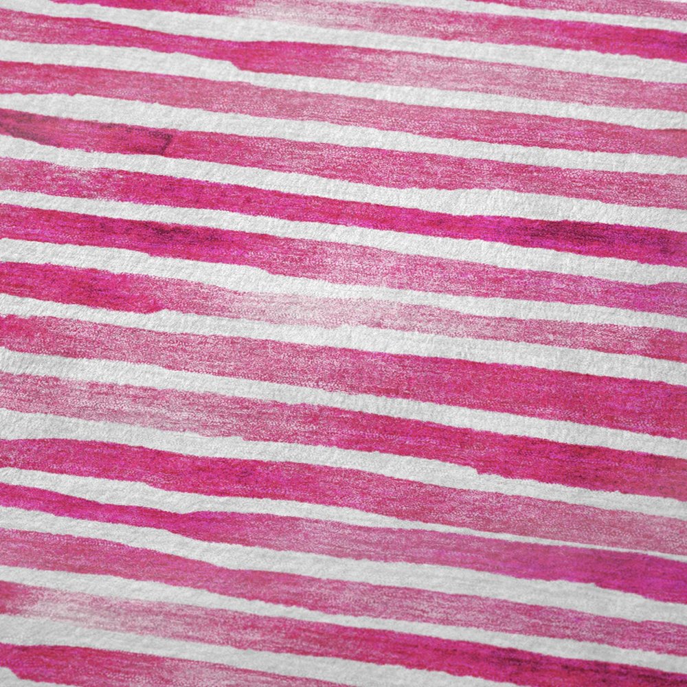 50" X 70" Pink And Ivory Striped Microfiber Plush Throw Blanket