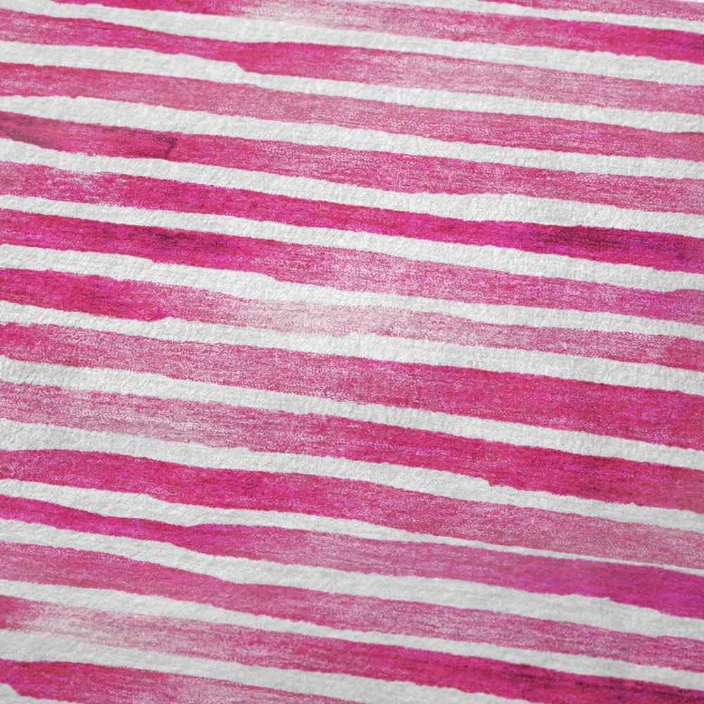 50" X 70" Pink And Ivory Striped Polyester Woven Plush Throw Blanket