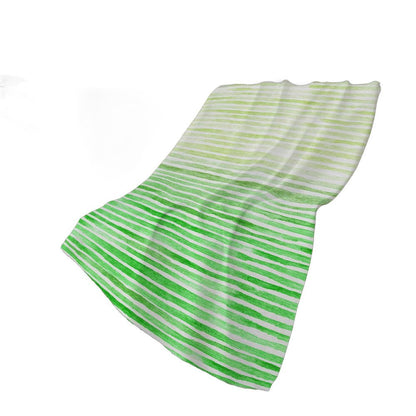 50" X 70" Green And Ivory Striped Polyester Woven Plush Throw Blanket