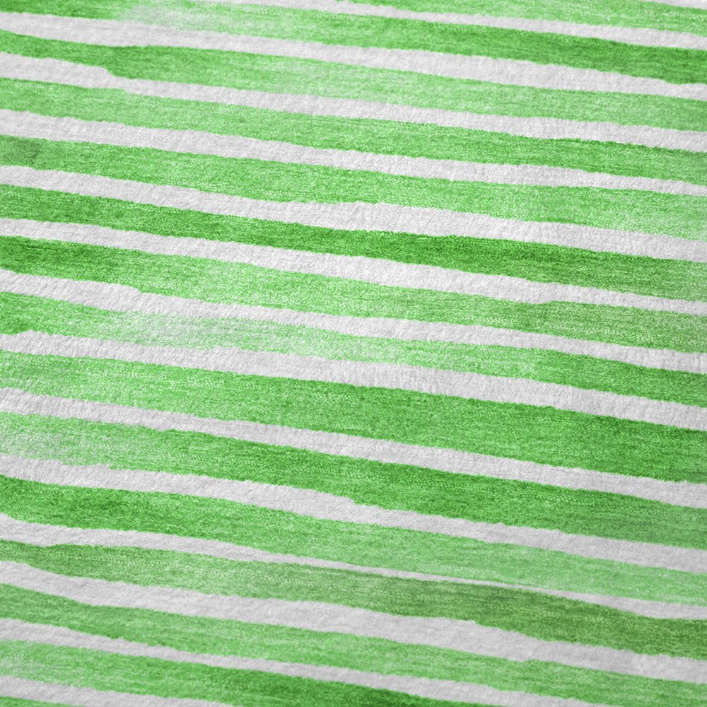50" X 70" Green And Ivory Striped Polyester Woven Plush Throw Blanket