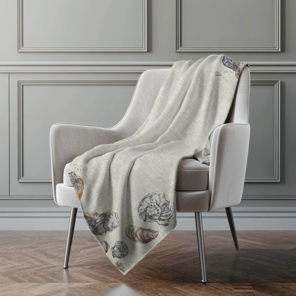 50" X 70" Beige Chocolate And Ivory Animal Print Polyester Woven Plush Throw Blanket