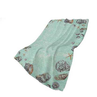 50" X 70" Pale Aqua Beige And Chocolate Animal Print Polyester Woven Plush Throw Blanket