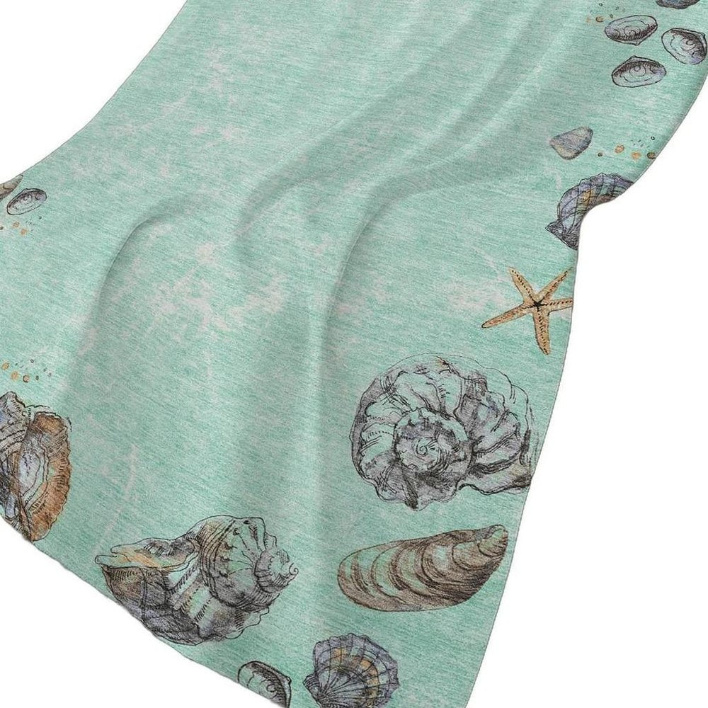 50" X 70" Pale Aqua Beige And Chocolate Animal Print Plush Throw Blanket