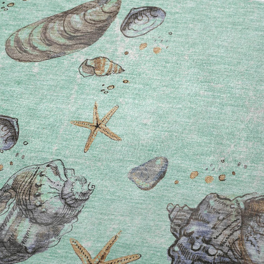 50" X 70" Pale Aqua Beige And Chocolate Animal Print Polyester Woven Plush Throw Blanket
