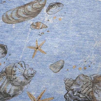 50" X 70" Blue Beige And Chocolate Animal Print Polyester Woven Plush Throw Blanket