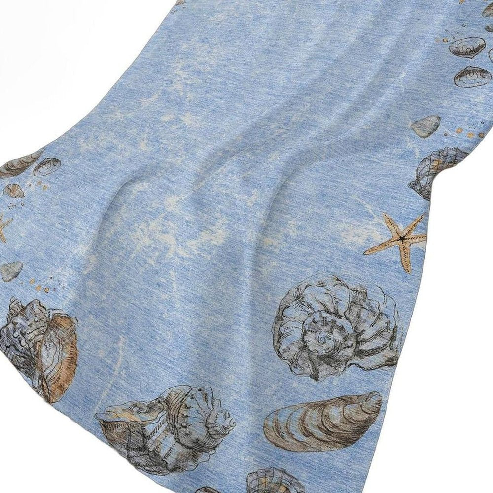 50" X 70" Blue Beige And Chocolate Animal Print Polyester Woven Plush Throw Blanket