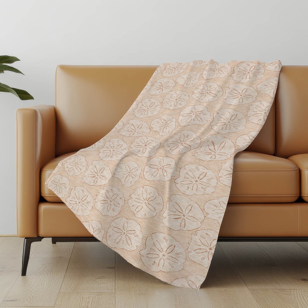 50" X 70" Beige Sand Dollar Microfiber Plush Throw Blanket