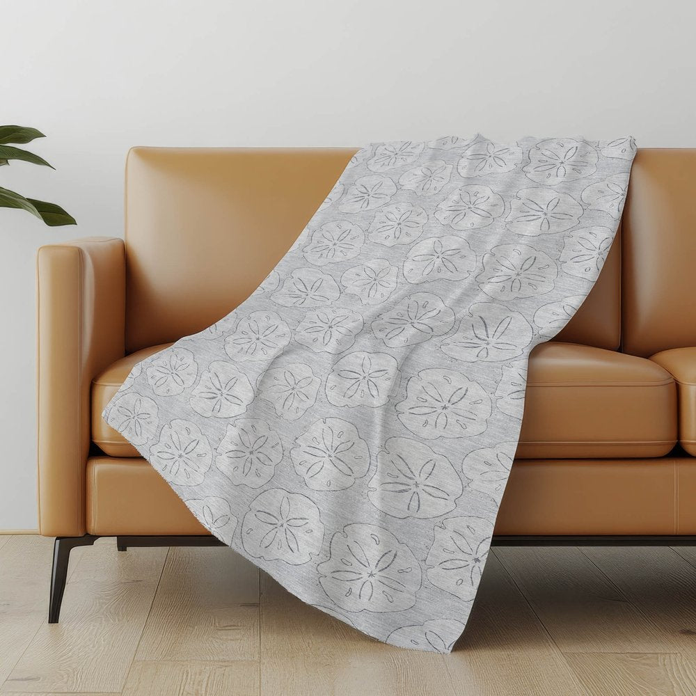 50" X 70" Gray And Ivory Animal Print Polyester Woven Plush Throw Blanket