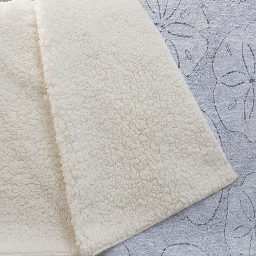 50" X 70" Gray And Ivory Animal Print Polyester Woven Plush Throw Blanket