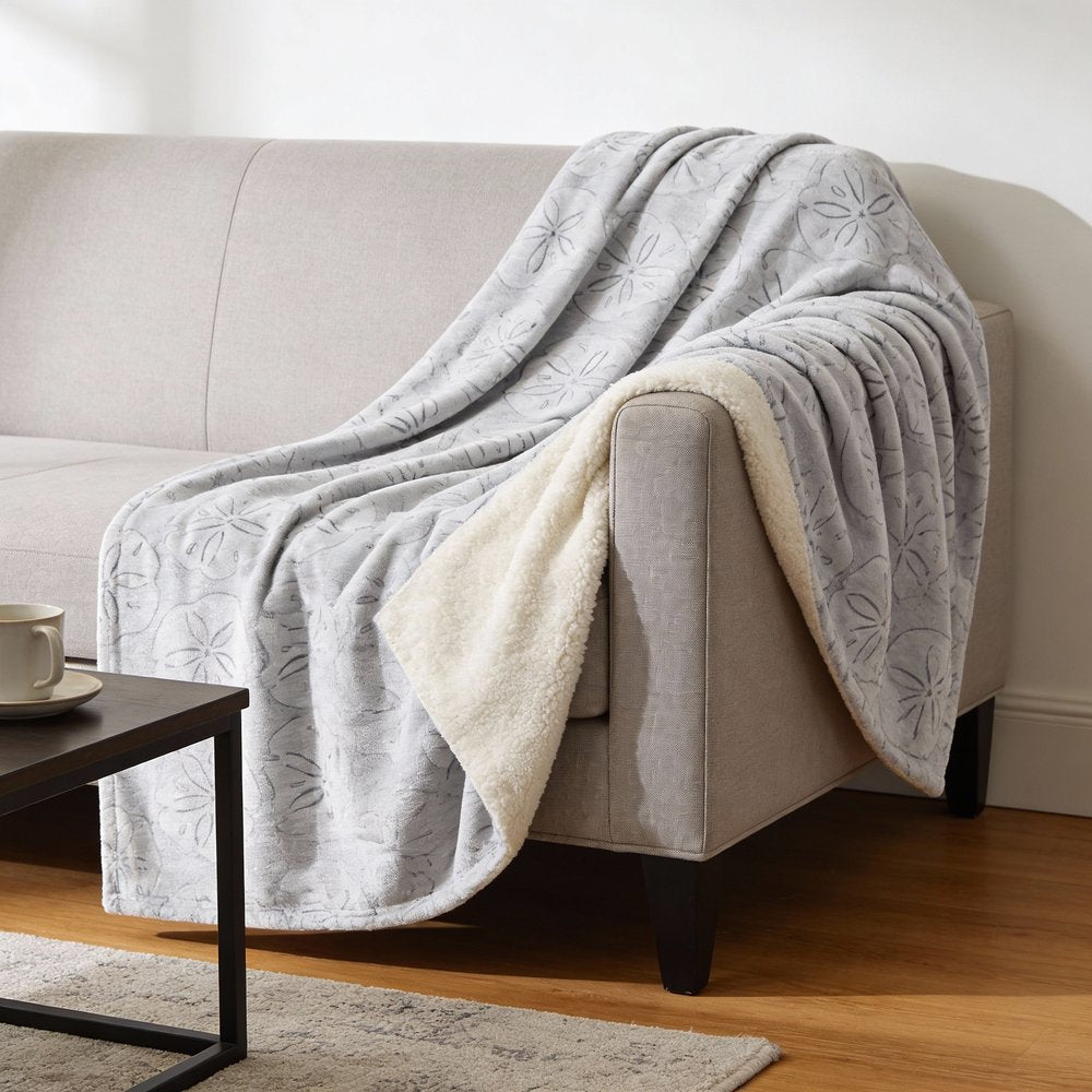 50" X 70" Gray And Ivory Animal Print Microfiber Plush Throw Blanket