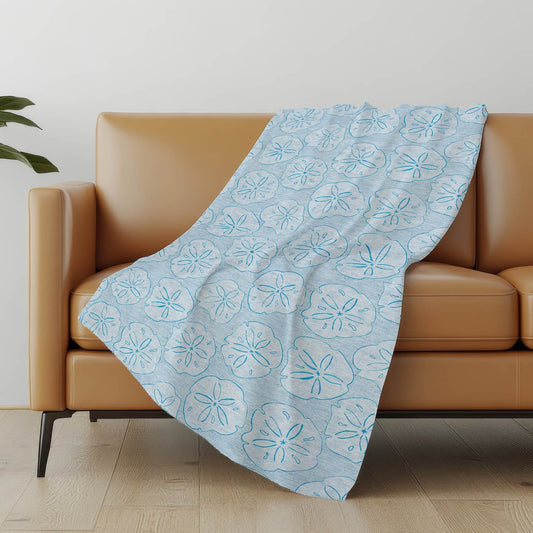 50" X 70" Blue And Sky Blue Animal Print Polyester Woven Plush Throw Blanket