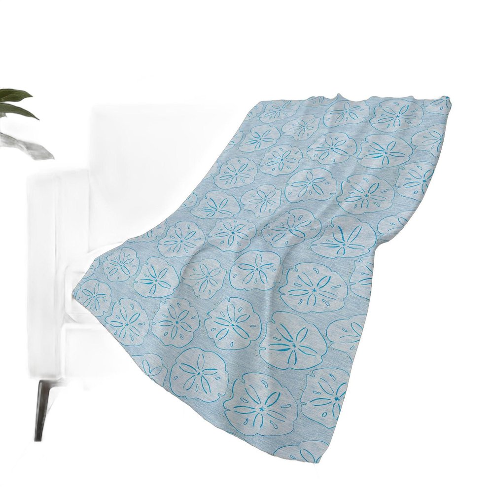 50" X 70" Blue And Sky Blue Animal Print Polyester Woven Plush Throw Blanket