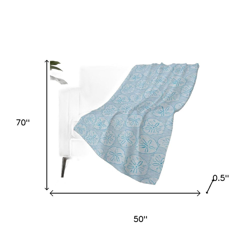 50" X 70" Blue And Sky Blue Animal Print Polyester Woven Plush Throw Blanket