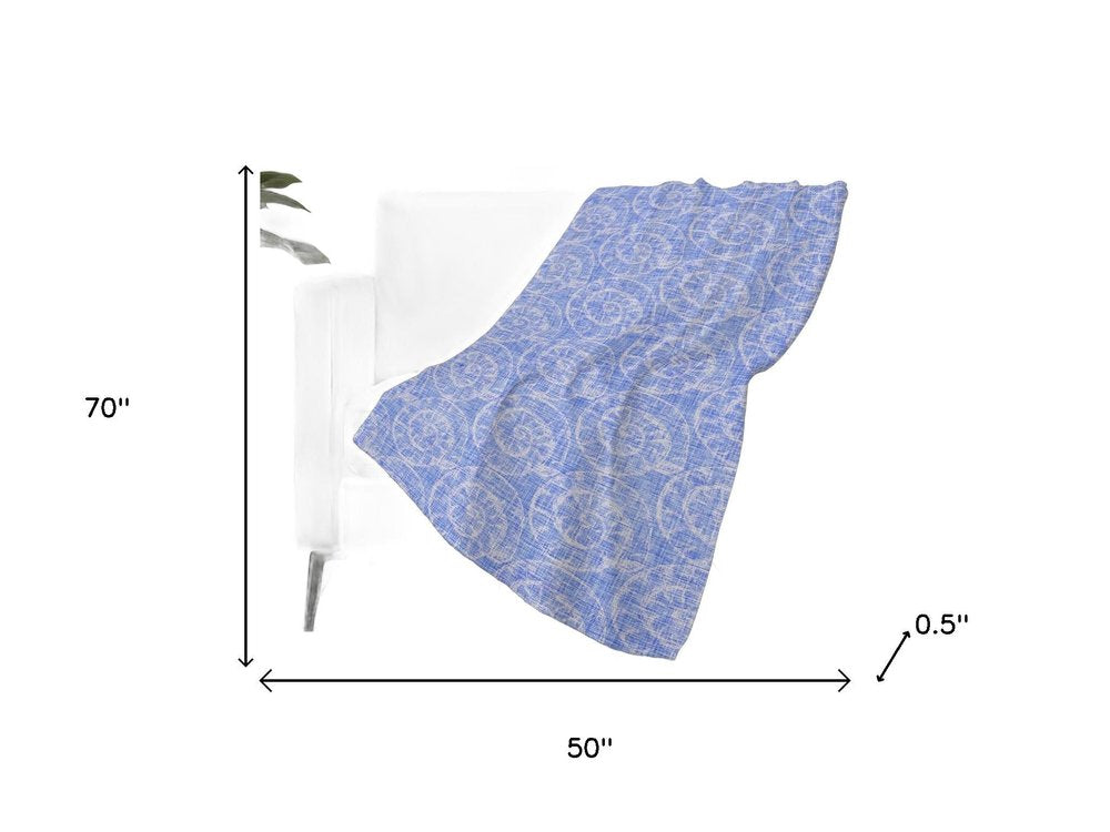 50" X 70" Blue And Ivory Animal Print Polyester Woven Plush Throw Blanket