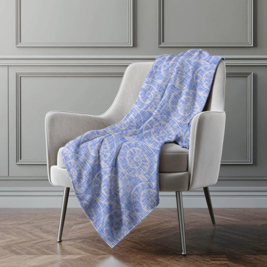 50" X 70" Blue And Ivory Animal Print Polyester Woven Plush Throw Blanket
